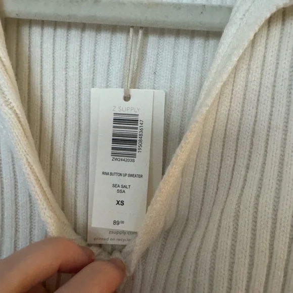 NWT Z Supply Cream Sea Salt Rina Button Up Cardigan - Picture 5 of 5